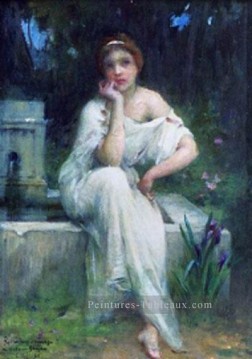  Charles Peintre - Etude pour une méditation portraits réalistes de fille Charles Amable Lenoir
